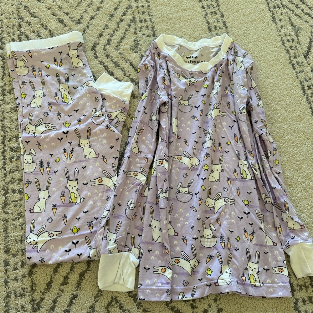 Little Sleepies girls bunny pajama set